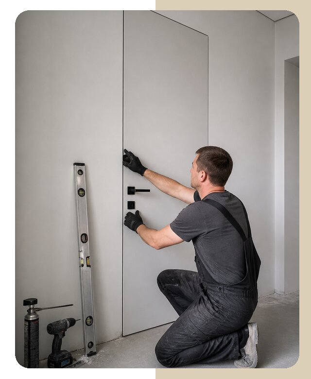 Установка скрытой двери в Зиме по цене от 8694 р. | ДвериЛегко-Зма
